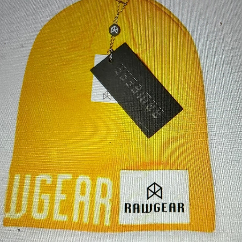 NWT Men's Rawgear Mango Beanie Knit Hat White Logo